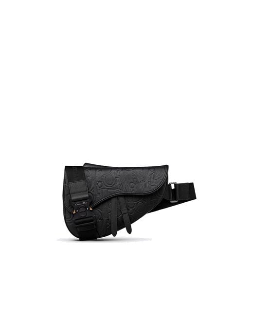 Dior Black Leather Saddle Bag for men
