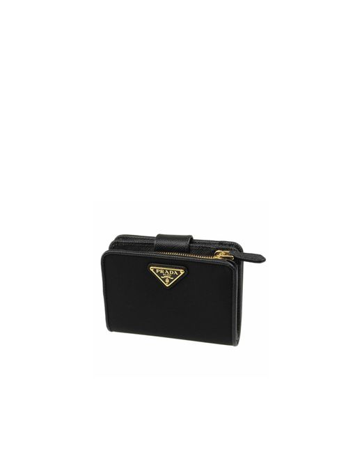 Prada Black Nylon And Leather French Wallet