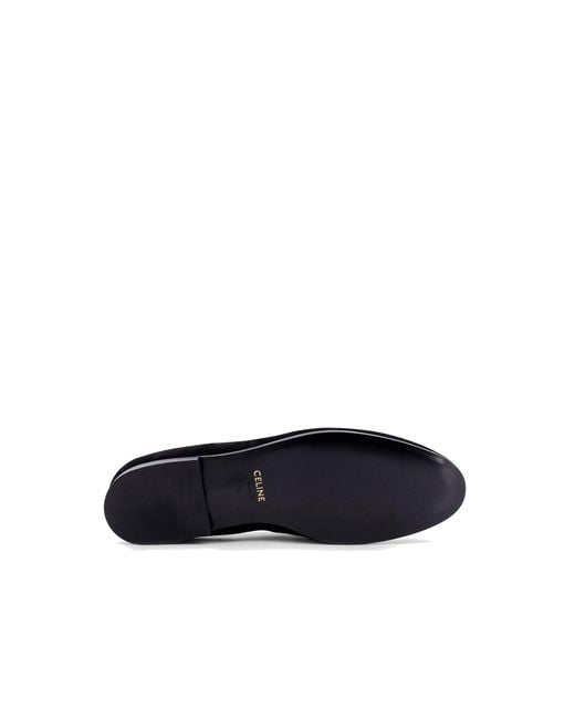 Céline Blue Velvet Loafers With Embroidered Triomphe Logo Calf Leather for men