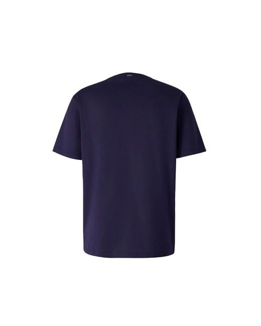 Herno Blue Logo Detailed Crewneck T-Shirt for men