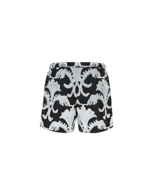 Valentino Black Metamorphos Wall-Print Swim Shorts for men