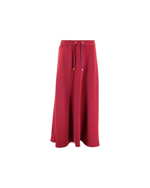 Herno Red Elastic Waist Midi Skirt
