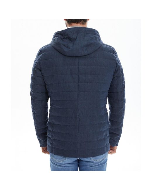 Herno Blue Linen Quilted Jacket for men