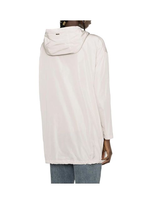 Herno White Techno Taffeta Parka Coat