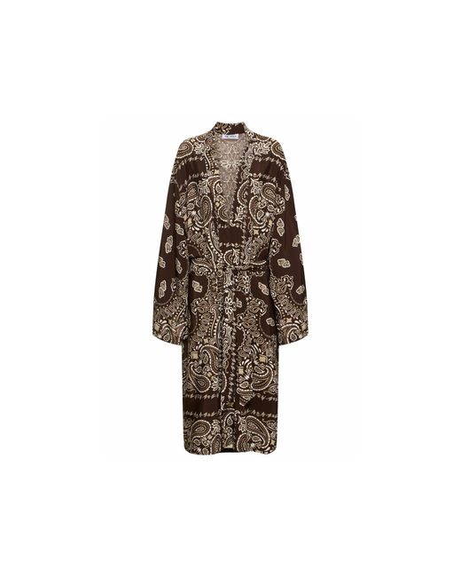 The Attico Brown Printed Viscose Twill Kaftan Dress