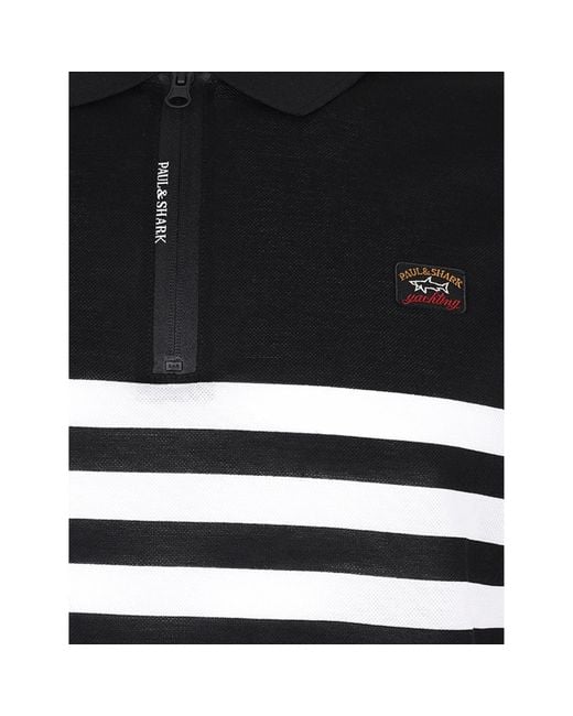Paul & Shark Black Cotton Polo for men