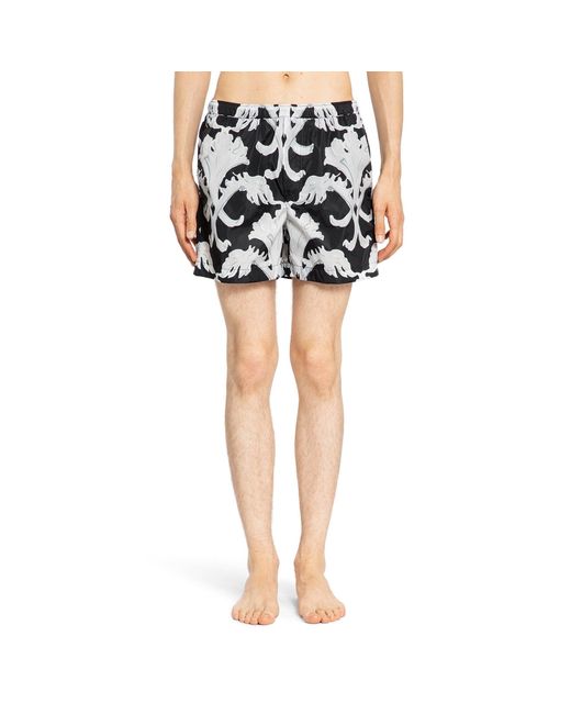 Valentino Black Metamorphos Wall-Print Swim Shorts for men