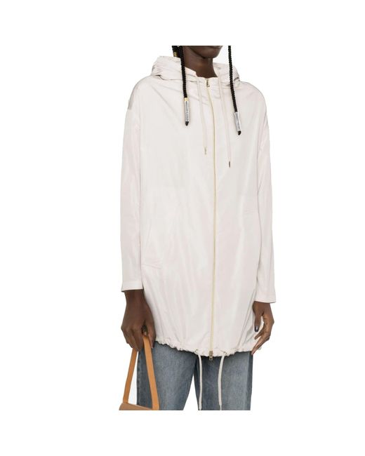 Herno White Techno Taffeta Parka Coat