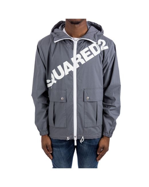 DSquared² Blue Logo Hooded Windbreaker for men