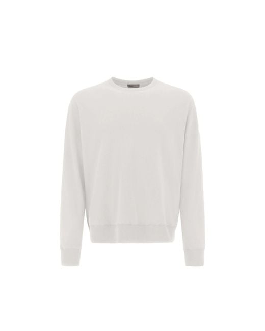 Herno White Cotton Crew Neck Sweatshirt for men