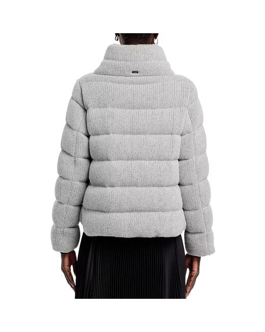 Herno Gray Quilted Knit Bomber Jacket
