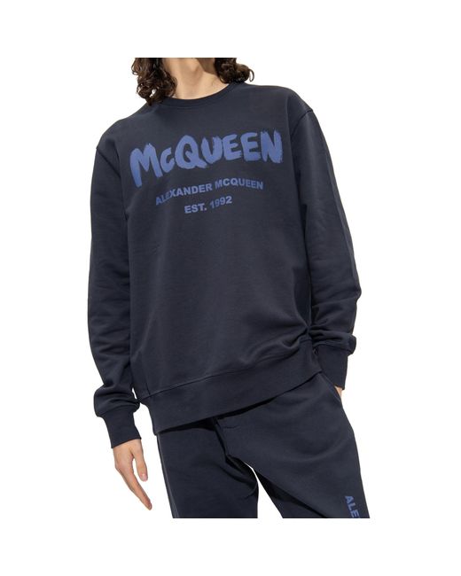 McQueen Blue Round-Neck Knitwear for men