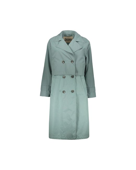 Herno Green Layered Trench Coat