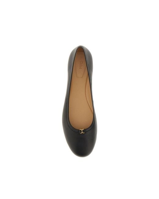 Chloé Black Chloé Leather Ballerina Flats