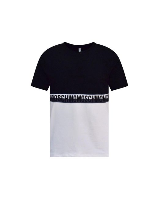 Maglietta in cotone con logo di Moschino in Black da Uomo