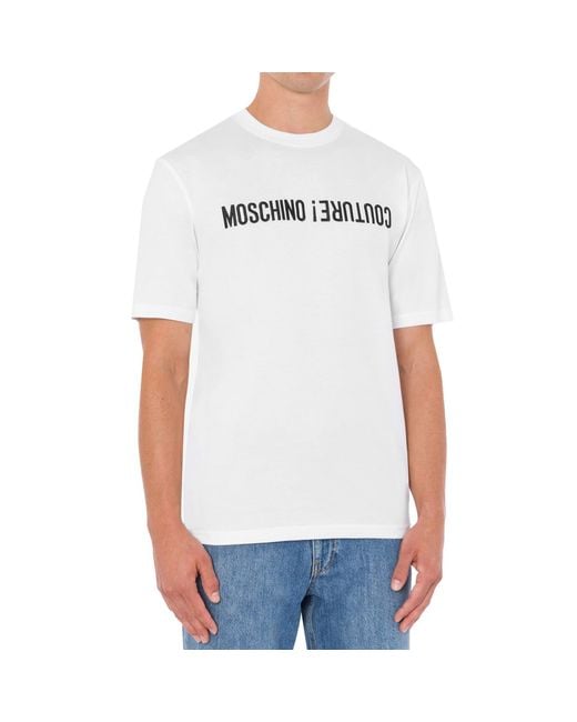 Moschino White Upside Down Logo T-Shirt for men