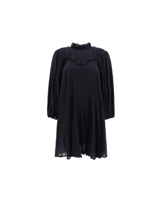 Isabel Marant Black Isma Dress With All-Over Perforated Floral Motif