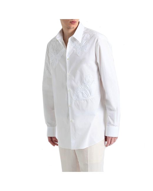 Camicia in cotone di Valentino in White da Uomo