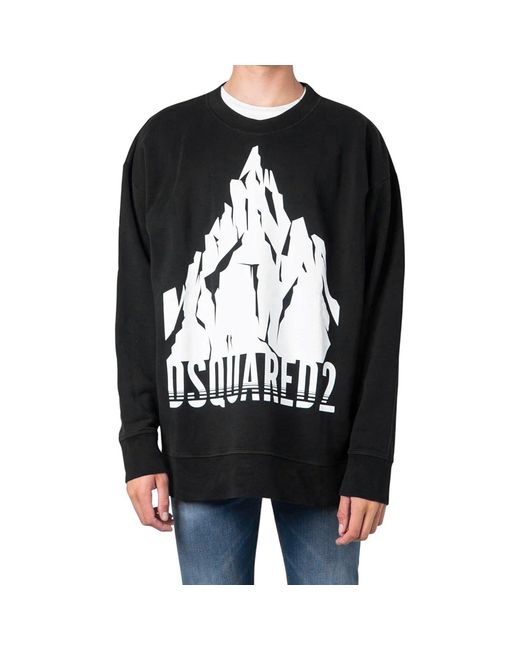 DSquared² Black Cotton Sweatshirt With Bold Logo Graphics for men