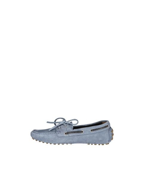 Brunello Cucinelli Blue Suede Loafers