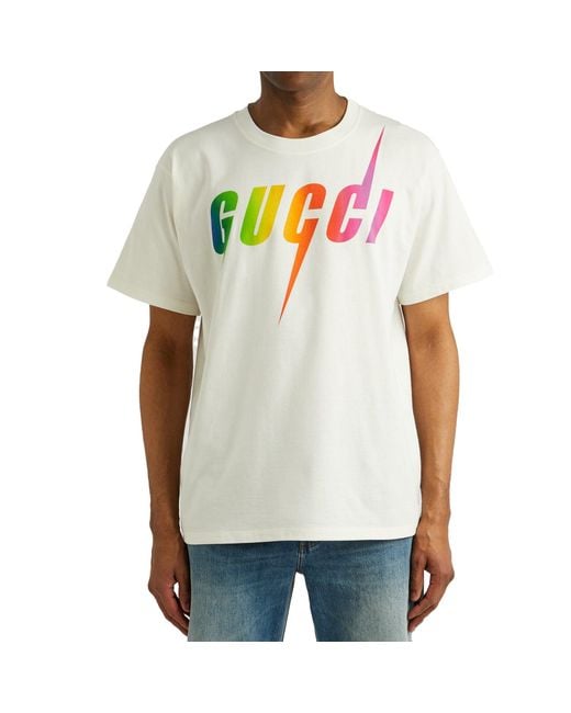 Gucci White Logo Cotton T-Shirt for men