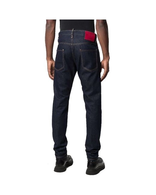 DSquared² Blue Straight-Leg Cotton Denim Jeans With Logo Detail for men