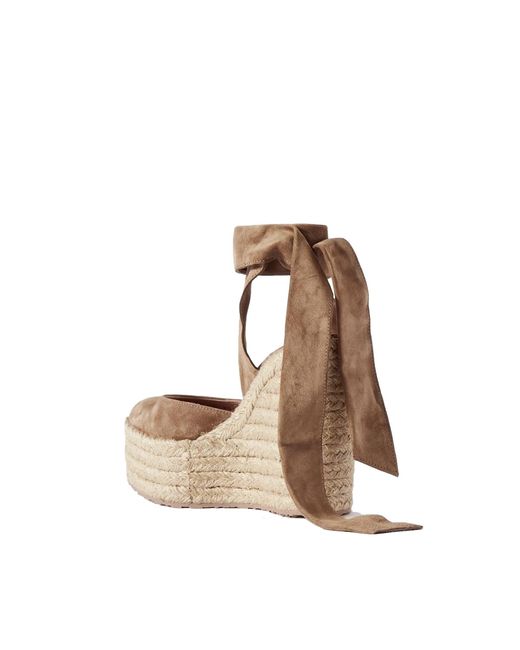 Gianvito Rossi Natural Suede Wedge Espadrilles With Jute Wedge And Ankle Ties