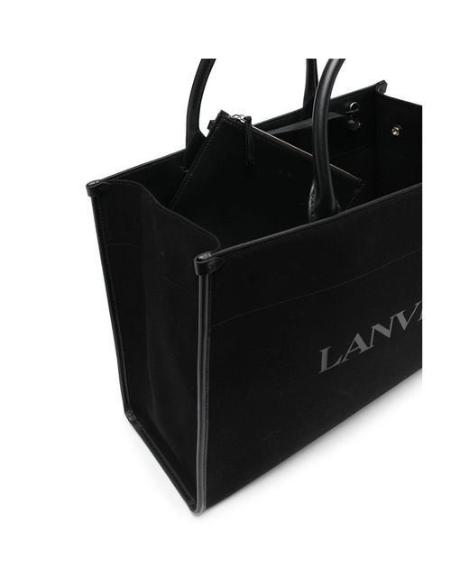 Borsa shopper in tela di Lanvin in Black
