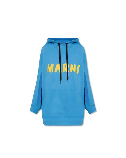 Marni Blue Oversize Hooded Sweatshirt
