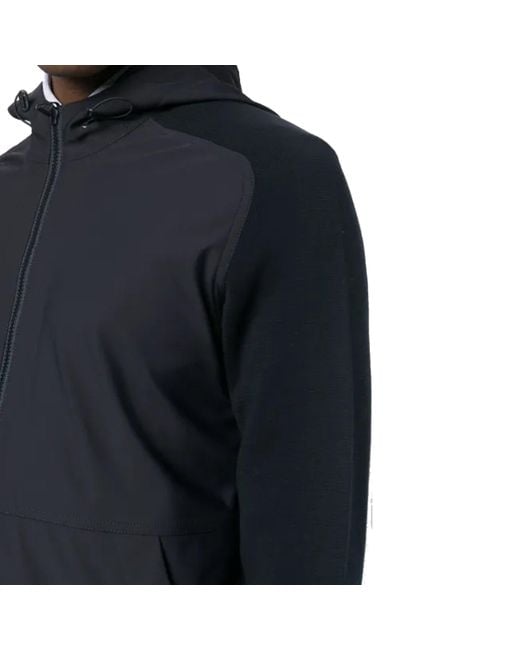 Herno Blue Knit-Sleeve Hooded Jacket for men
