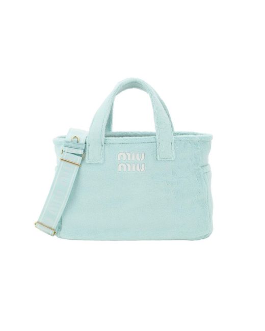 Miu Miu Terry Cloth Tote Bag in Blue Lyst
