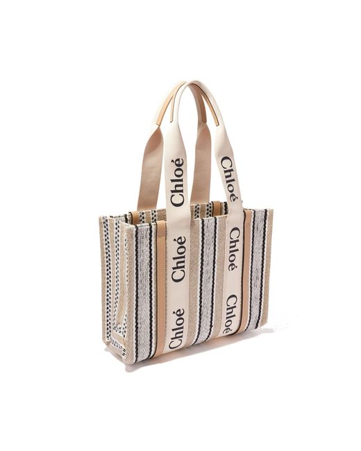 Chloé White Chloé Woody Medium Tote Bag