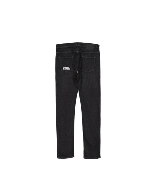Cotton Denim Slim Jeans di Heron Preston in Black da Uomo