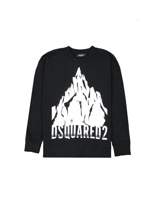 DSquared² Black Cotton Sweatshirt With Bold Logo Graphics for men