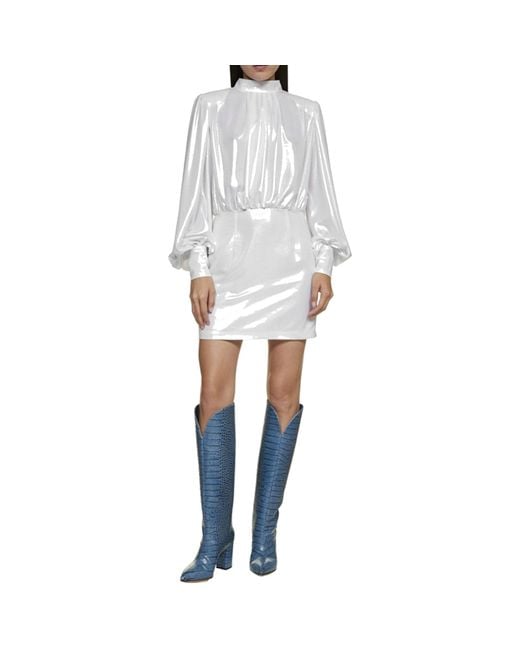 Blanca Vita White Abelia Laminated Mini Dress