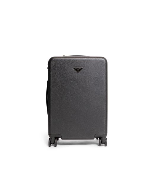 Prada Gray Triangle Logo Luggage