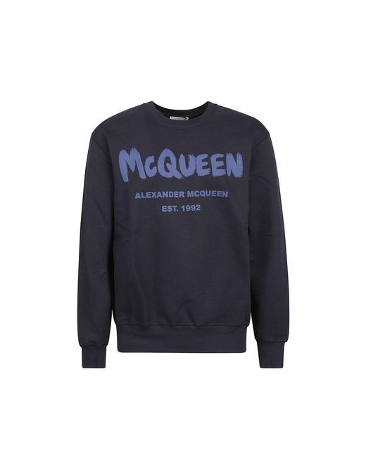 McQueen Blue Round-Neck Knitwear for men