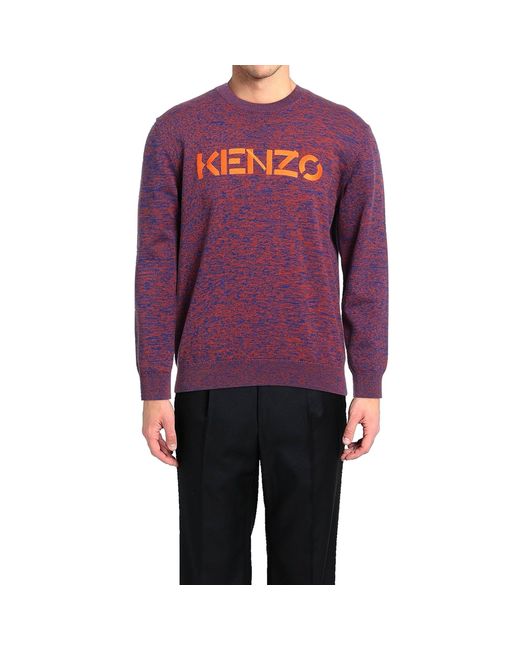 Maglione con logo in cotone di KENZO in Purple da Uomo