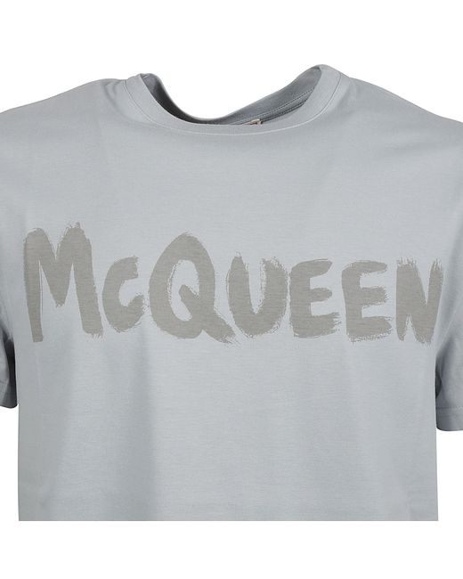 Maglietta con logo di Alexander McQueen in Gray da Uomo