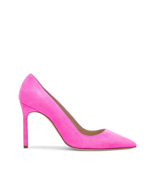 Manolo Blahnik 'bb' Pointy Toe Pump In Hot Pink Patent