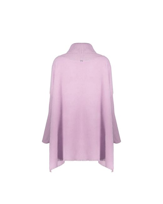 Herno Purple High-Collar Asymmetric Poncho