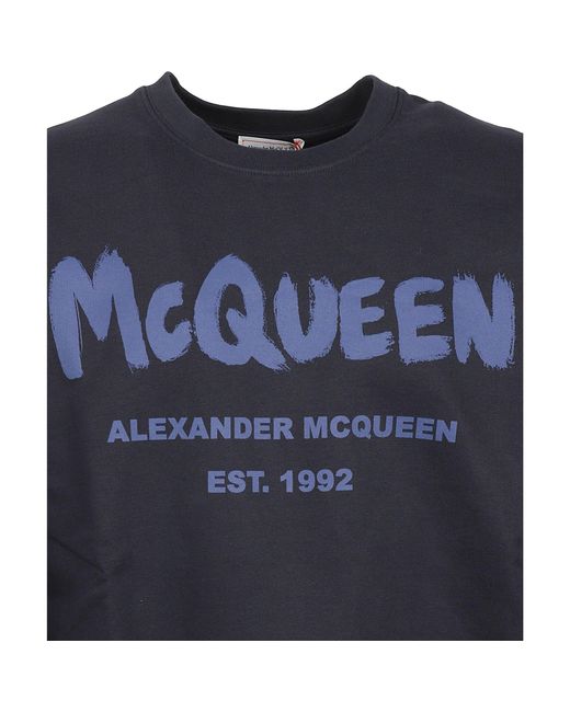 McQueen Blue Round-Neck Knitwear for men