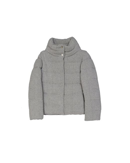 Herno Gray Quilted Knit Bomber Jacket