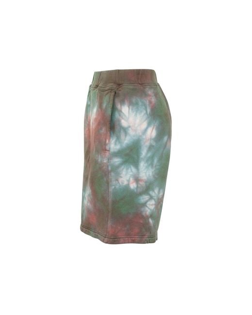 DSquared² Gray Cotton Tie-Dye Shorts With Elastic Waist for men