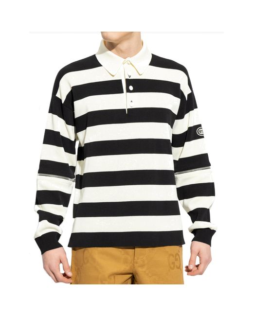 Gucci Polohemd mit Baumwoll-Logo in Black für Herren