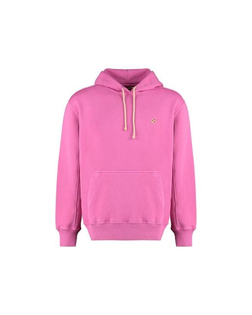 Autry Pink Cotton Hoodie for men