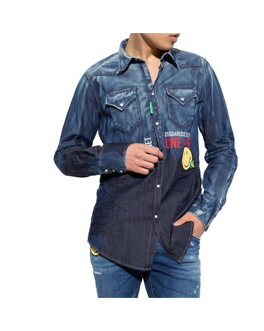 DSquared² Blue Denim Shirts for men