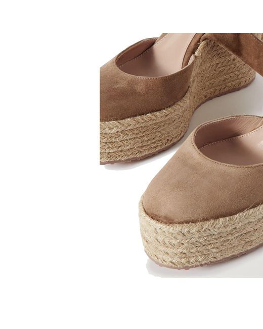 Gianvito Rossi Natural Suede Wedge Espadrilles With Jute Wedge And Ankle Ties