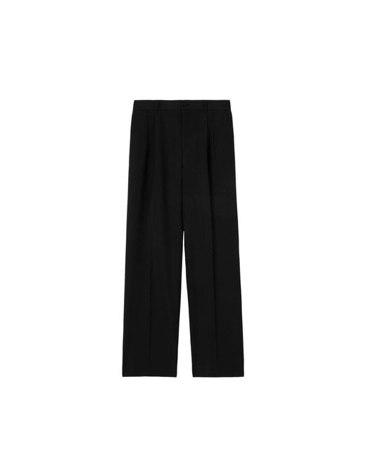 Pantaloni in lana di Burberry in Black da Uomo