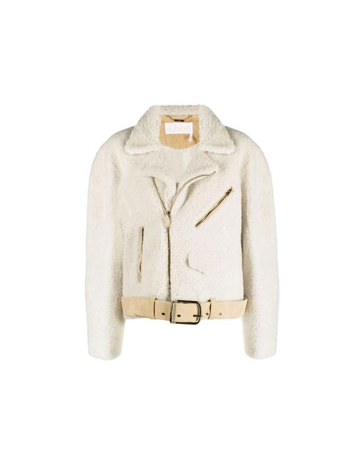 Chloé Faux Fur Jacket in White | Lyst